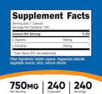 Nutricost L-Arginine L-Citrulline Complex 750mg, 240 Capsules (2 Bottles) - Non-GMO