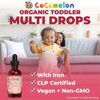 MARYRUTH'S Organics CoComelon Toddler Kids Multivitamin with Iron | Immune Support | Toddler Vitamins | USDA Organic | Sugar Free | Multivitamin Liquid Drops for Kids Ages 1-3 | Vegan | 1 Fl Oz