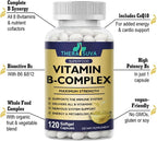 TheraSuva Vitamin B-Complex + CoQ10 + Vitamin C - Max Strength Supplement for Energy, Metabolism Support, 2 Month Supply, 120 Softgels