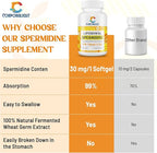 30mg Spermidine Supplement for Men & Women, High Absorption, More Potent Than Spermidine 3HCL - for Cellular Renewal, Longevity & Cognitive, Fermented Wheat Germ Extract, Pure & Natural, 60 Softgels