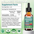 Astaxanthin Supplement 12mg Liquid Drops, Premium Natural Astaxanthin Antioxidant from Fresh Microalgae Source w. Mct Oi for Eye Immune Joint Skin Health, Liquid Formula for Max Absorption