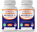 Vitamatic Methyl Vitamin B12 (Methylcobalamin) 10,000 mcg (10mg) 60 Lozenges - Superior Source of Vitamin B12 (2 Pack)