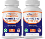 Vitamatic Methyl Vitamin B12 (Methylcobalamin) 10,000 mcg (10mg) 60 Lozenges - Superior Source of Vitamin B12 (2 Pack)