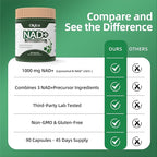 NAD+ Supplement with Nicotinamide Riboside & Resveratrol 1000mg - NAD Resveratrol Supplement for Men and Women - NMN Alternative Anti-Aging, Cellular Energy - 90 Caps