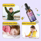 Kids Magnesium Liquid Drops-Magnesium Glycinate Liquid for Kids Supplement-w/L-theanine, Omega-3, Vitamin B6, D3 - for Sleep, Relaxation, Brain, Bones - Cherry Flavor, 2 Fl Oz