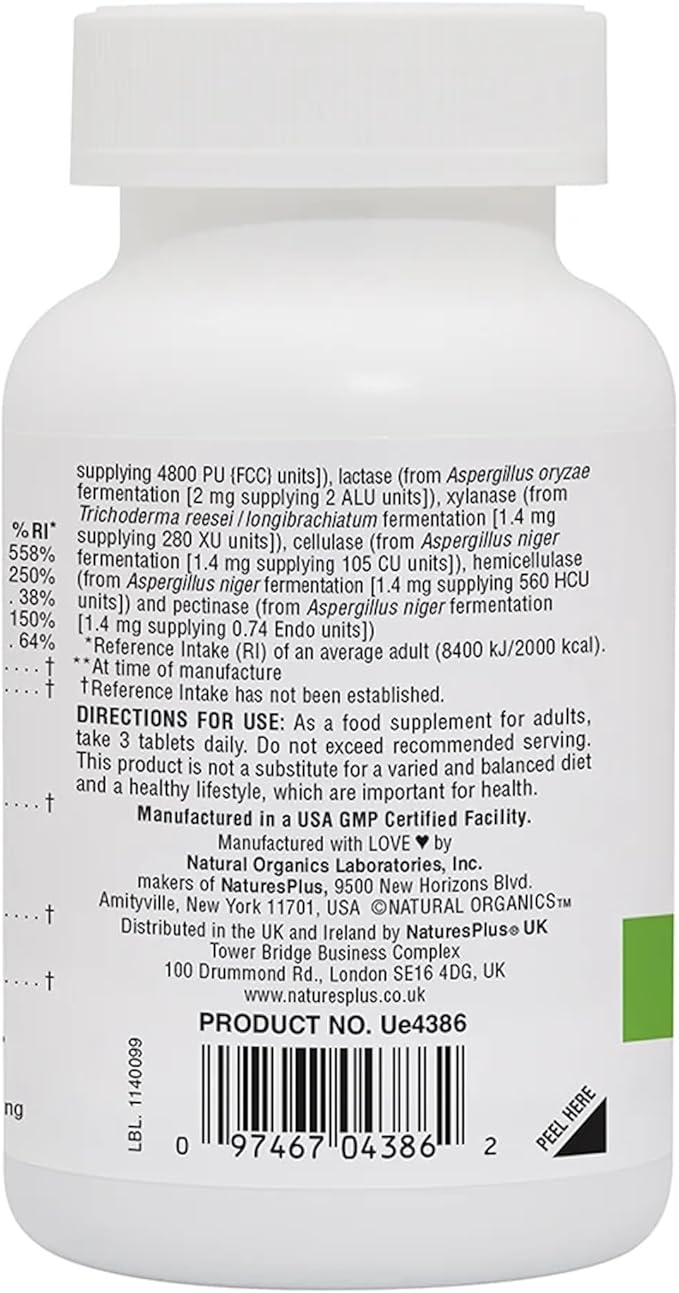 NaturesPlus GI Natural Total Digestive Wellness - 90 Bi-Layered Tablets - with L-Glutamine, Probiotics, Prebiotics & Enzymes - Gluten Free - 30 Servings
