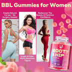 Booty Gummies for Women - BBL Gummies with Bovine Collagen Peptides - Herbal Blend with Aguaje, Fenugreek, Kwao Krua, Wild Yam, Blessed Thistle, Vitamin C & Zinc - Delicious Peach Flavor(120 Count)