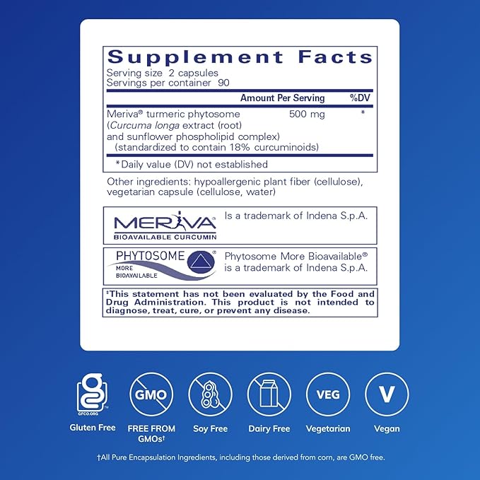Pure Encapsulations CurcumaSorb 180's - Meriva Curcumin Phytosome - Supports Joint Health* - Gluten Free & Non-GMO - 180 Capsules