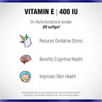 Vitamin E 60 Softgels 400 IU by Natural Systems - Vitamin E Supplements Immune System Support * - Softgels Skin Care - Natural VIT E Non-Sugar, Non-Artificial Flavors or Preservatives