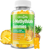 L-Methylfolate 15 mg Gummies with Methyl B12, Methylated B1, B2, B6, Active 5-MTHF & High Absorption - Supports Brain Health & Immune System, Pineapple Flavor, 60 Count