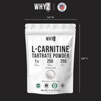L-Carnitine Tartrate Powder Pure Unflavored Carnitine Supplement Amino Acid Powder L-Carnitine Tartrate Bulk Supply, 255g (9 oz)