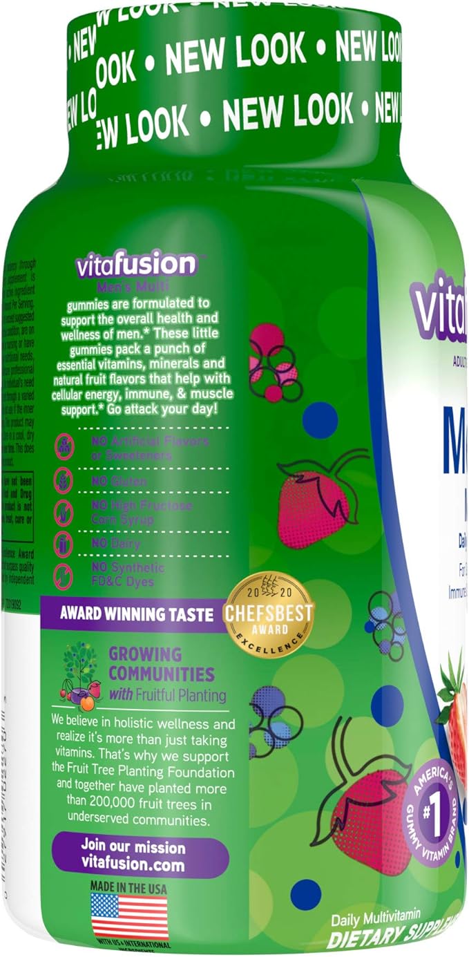 vitafusion Adult Gummy Vitamins for Men, Berry Flavored Men’s Multivitamin Gummy Supplement with Vitamins A, C, D, E, B6, B12, 75 Day Supply, 150 Count