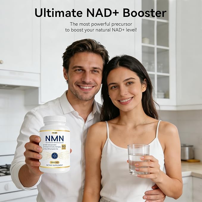 NMN Supplement 1000 mg - Used to delay Aging, Helps with Cell Regeneration, and Increases NAD+ Levels to Enhance Energy Metabolism. NAD Supplement 60 Capsules (30 portions)