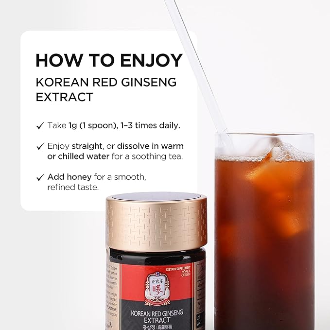 JUNG KWAN JANG Korean Red Panax Ginseng Concentrated Extract 50g - Korean Ginseng Roots, Boosts Immune System, Energy, Stamina, Healing/Recovery, Focus/Fatigue