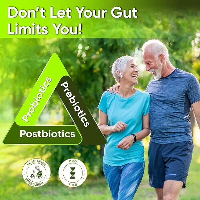 Complete Gut Health for Women and Men with Probiotic, Prebiotic, Postbiotic & Digestive Enzymes to Supports Digestive Lining Health,Digestion Health, Occasional Gas, and Discomfort.