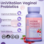 UniVitaSion Vaginal Probiotics for Women pH Balance, Lactobacillus Prebiotic Complex, Cranberry Extract, D-Mannose for Protect Vaginal Health Flora, Vaginal Odor Control - 30 Billion CFU, 60 Capsules