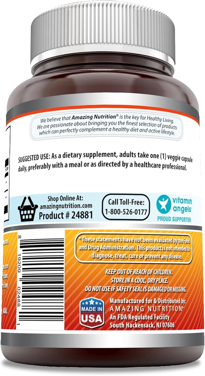 Amazing Formulas Quercetin Berberine - 250mg Berberine and 250mg Quercetin, 180 Veggie Capsules Supplement | Non-GMO | Gluten Free | Made in USA | Ideal for Vegetarians