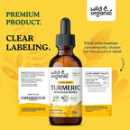 Wild & Organic Turmeric Curcumin Supplement with Black Pepper - Movement & Immune Support - Liquid Turmeric Curcumin with Black Pepper - Add to Tea Drops - Vegan, Sugar & Alcohol-Free Tincture - 2 oz