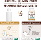 Liposomal NAD+ 500 MG Supplement, True NAD Plus Supplement, Superior Absorption, Boost NAD+ More Efficient Than Nicotinamide Riboside for Cellular Energy, Healthy Aging, 120 Serving