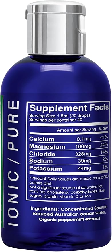 Aussie Trace Minerals - with Peppermint Organic Extracts | 2oz / 60mL | Electrolyte Hydration Drops | Magnesium Rich, Low Sodium