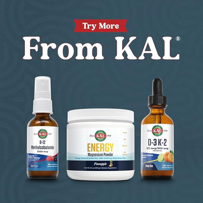 KAL Vitamin B12 Methylcobalamin ActivSpray 2500mcg, Healthy Energy, Metabolism, Nerve & Red Blood Cell Support,* Fast-Acting Liquid B12, Maximum Absorption, Natural Berry Flavor, 80 Servings, 2 fl oz