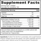 NATURELO Burpless Omega 3 Fish Oil Supplement - 1100mg Triglyceride Omega-3, EPA + DHA, for Heart, Eye, Brain, Joint Health - 180 Softgels, 6 Months Supply