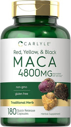 Carlyle Maca Root Capsules for Women & Men | 180 Count | High Potency Extract | Non-GMO & Gluten Free Supplement