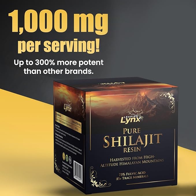 Himalayan Shilajit Resin 1,000 mg – 85+ Trace Minerals, Gold-Grade Organic Fulvic Acid | Alpine-Harvested, Sun-Dried & Lab-Purified | Energy, Vitality, Immune & Cardiovascular Support | Non-GMO