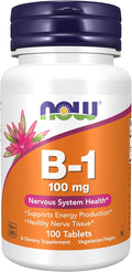 NOW Foods Supplements, Vitamin B-1 100 mg, Energy Production*, Nervous System Health*, 100 Tablets