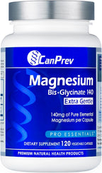 CanPrev Magnesium BisGlycinate Extra Gentle 140mg, 120 v-Caps 120-Day Supply - Pure Elemental Magnesium Supplement, Support Bone & Muscle Function, Gentle on Stomach, Perfect for Daily Magnesium Needs