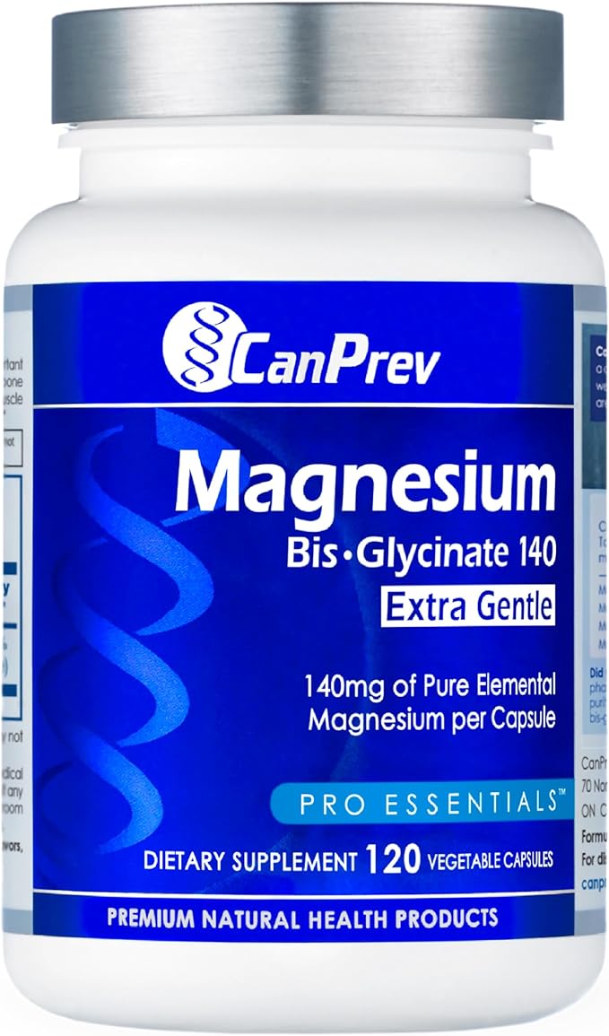 CanPrev Magnesium BisGlycinate Extra Gentle 140mg, 120 v-Caps 120-Day Supply - Pure Elemental Magnesium Supplement, Support Bone & Muscle Function, Gentle on Stomach, Perfect for Daily Magnesium Needs
