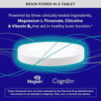 Qunol Brain Health Memory Plus with B6, Magnesium L-Threonate & Citicoline, Clinically Tested Ingredients to Improve Memory, Focus, Attention and Productivity, 60 Count (Pack of 1)