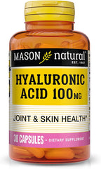 MASON NATURAL Hyaluronic Acid 100 mg - Healthier Hair, Strong Nails and Hydrated Skin, Anti Aging Formula, 30 Capsules