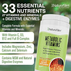 NaturalSlim Metabolic Vitamins - Combination of High Potency Multivitamins, Minerals, B Complex, Msm, & Digestive Formula Supplements for Men & Women - Energy & Metabolism Support - 2 Pack