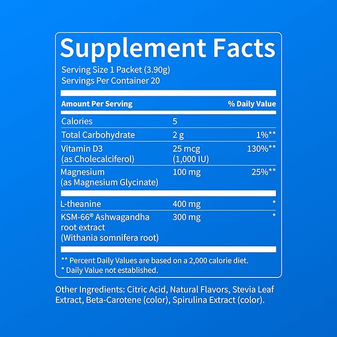 Nello Supercalm Powdered Drink Mix, Cortisol Reducer and Sleep Aid Supplement, L Theanine, Ksm-66 Ashwagandha, Magnesium Glycinate, Vitamin D 3, No Sugar, Non GMO, On The Go, 20 Ct, Honeydew Melon