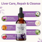 Milk Thistle Liver Support Drops – Liquid Herbal Supplement with Silymarin, Dandelion, Artichoke & Turmeric – Antioxidant Support for Liver Health – Vegan, Non-GMO, 2 Fl Oz