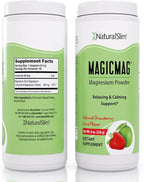 NaturalSlim MagicMag - Highly Absorbable Magnesium Citrate Powder for Relaxation, Energy, Better Sleep & Metabolic Support - Magnesium Supplement for Women & Men - Strawberry & Lime Flavored 8oz 3pk