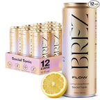 BRĒZ FLOW Lion’s Mane Mushroom Drink 12 Pack, Lemon Elderflower, Supports Mood & Focus, Non-Alcoholic Sparkling Adaptogen Drink, Functional Mushrooms, Feel Clear, Calm & Refreshed- 12 Fl oz Cans