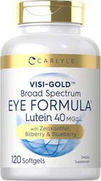 Carlyle Eye Health Supplement | 120 Softgels | with Lutein 40mg, Zeaxanthin, Bilberry and Blueberry | Broad Spectrum Eye Support Vitamins | Non-GMO, Gluten Free Formula
