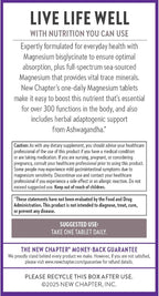 New Chapter Magnesium + Ashwagandha Supplement, 325 mg with Magnesium Glycinate for Muscle Relaxation & Recovery, Heart, Nerve & Bone Health, 2.5X Absorption, Non-GMO - 90 ct (3 Month Supply)