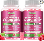 2 Pack Liposomal D-Mannose Gummies 4000mg Complex Cranberry 1500mg & Hibiscus,High-Potency Formula for Women Urinary Tract & Immune Support,Liver, Bladder Flush Cleanse Wellness Supplement