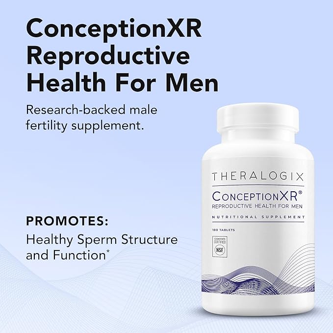 Theralogix ConceptionXR Reproductive Health For Men, Men's Preconception Vitamins for Fertility Support, Male Fertility Supplements for Sperm Health, NSF Certified - 180 Tabs (90-Day Supply), Unflavor