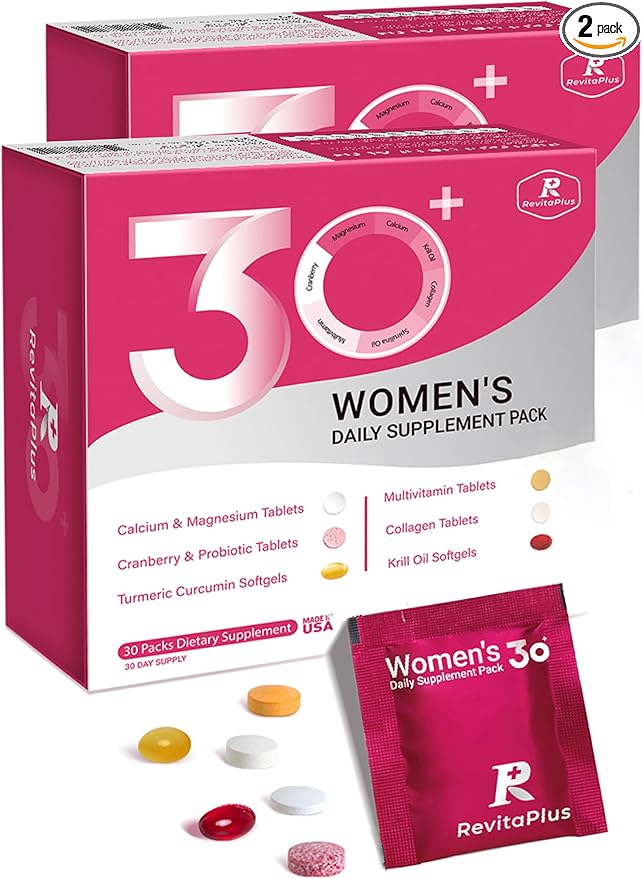 Multivitamin for Women with Vitamin A,B,C,D3,E,K2,Biotin, Collagen,Krill Oil,Cranberries Supports Energy,Wellness,Beauty and Immune - Vitamin Packs for Women Health 2 PCS-60 Packs