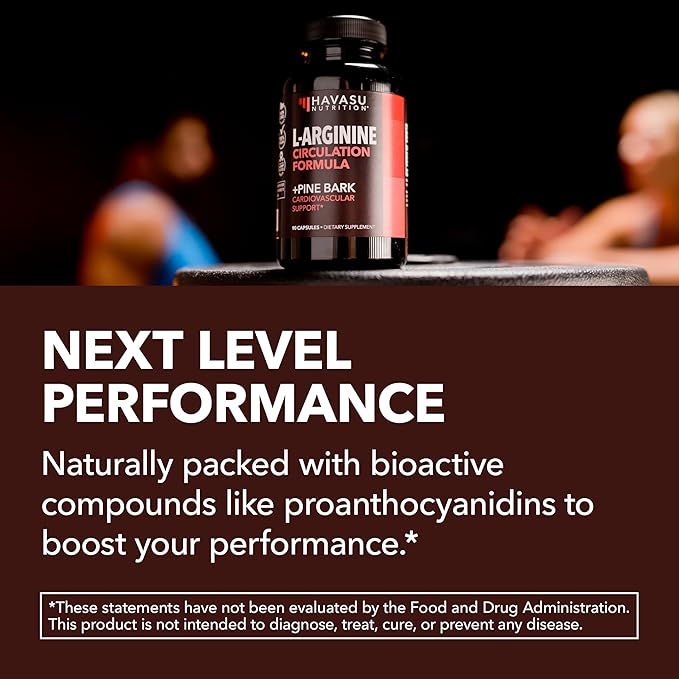 L-Arginine 1800mg and Pine Bark Extract 100mg - Nitric Oxide Supplement for Men - Performance Supplement for Men's Health - 90 Count - Endurance, Recovery Support - Vegan, Non-GMO Capsules