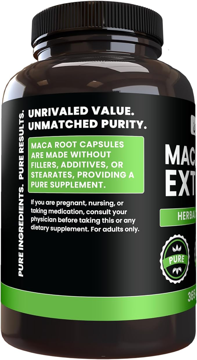Pure Original Ingredients Maca Root (365 Capsules) No Magnesium Or Rice Fillers, Always Pure, Lab Verified