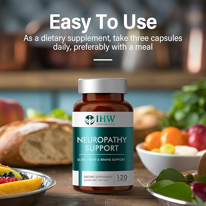 IHW Nerve Savior for Neuropathy, 120 Capsules Neuropathy Supplements, with 600 Mg Alpha Lipoic Acid & B Vitamins, Fortifying Nerves in Fingers, Hands, Toes, & Feet, Peripheral Relief Support