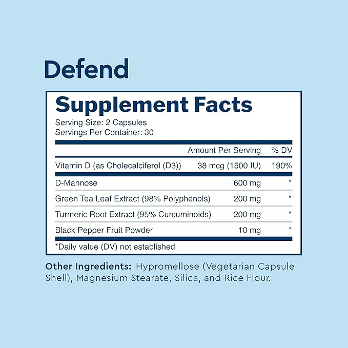 Uqora Flush (Unflavored, 10 Packets) & Defend (60 Capsules) Bundle - Support Urinary Tract* with D-Mannose, Vitamin C & More - Support Bladder Health & Cleanse Biofilm* with D-Mannose & More