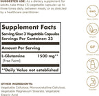 Solgar L-Glutamine 500 mg - 100 Vegetable Capsules - Natural Muscle Food - Non-GMO, Vegan, Gluten Free, Dairy Free, Kosher - 33 Servings