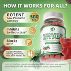 Lukaree Saw Palmetto for Men & Women, 15 in 1 Saw Palmetto Extract Gummies with Pumpkin Seed Oil, Prostate Health Supplements for Men, Advanced DHT Blocker, Hair & Urinary Health Support, 60 CT