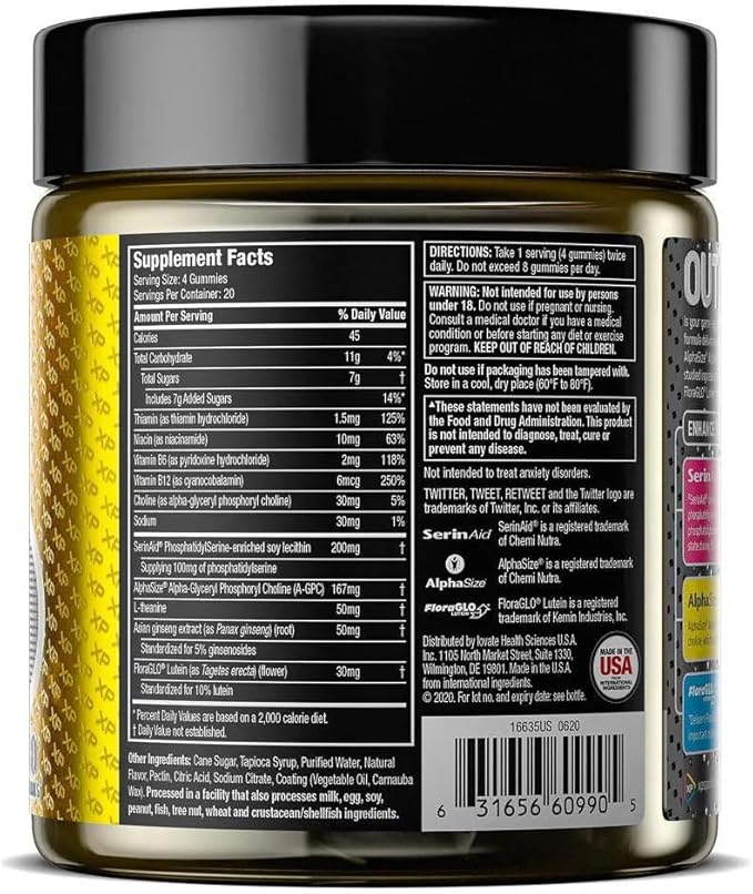 Performance Sports Gummies – Mental Clarity & Eye Health Support, Sour Citrus Jujube Flavor, Cognitive Focus & Vision Care Supplement, 80 Gummies (Pack of 2) 160 Total Gummies- 40 Servings
